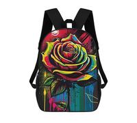 sinyumoney Vibrant Rainbow Rose Artwork Backpacks 3D Printed School Bag Casual Kids Fashion School Bag for Boys Middle School Students School 17inch