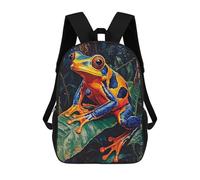 sinyumoney Vibrant Rainforest Frog 3D Printed Children's School Backpack for Kids High Capacity Travel Rucksacks Book Bags Kids School Bag Back Pack 17inch