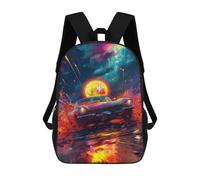 sinyumoney Vibrant Retro Car Artwork School Backpack 3D Printed Children's 17inch Backpacks Bag Bookbag for Kids Boy Girl Book Bags Kids School Bag Travel Rucksacks