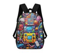 sinyumoney Vibrant Retro Gaming Collage -1 Backpack for School 3D Printed Boys Girls School BagChildren Bookbag Travel Rucksack 17inch