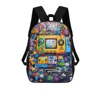 sinyumoney Vibrant Retro Gaming Collage -10 Kids Backpacks,3D Personalized School Bookbags for Boys Girls Large Schoolbags Casual Daypack 17inch