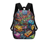 sinyumoney Vibrant Retro Gaming Collage -3 3D Printed School Bag Children's School Backpack Schoolbags Travel Backpacks Casual Fashion Bag for Kids School Students 17inch