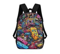 sinyumoney Vibrant Retro Gaming Controllers Kids School Backpack 3D Printed Fashion School Bag Casual School Bag for Boys Elementary And Middle School Students 17inch