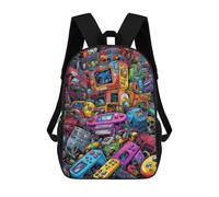 sinyumoney Vibrant Retro Gaming Devices -1 School Bag 3D Printed Backpacks Fashion Kids School Backpack Boys Rucksacks for Boys Middle School Students 17inch