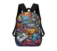 sinyumoney Vibrant Retro Gaming Devices Print Children's Backpack School Bag for Adult And Kids Travel Daypack 17inch