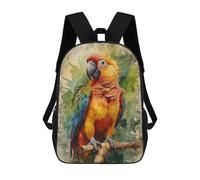sinyumoney Vibrant Scarlet Macaw School Bag Bookbag 3D Printed Children's Backpacks for Kids Boy Girl Book Bags Kids School Bag Travel Rucksacks 17inch