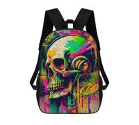 sinyumoney Vibrant Skull Graffiti Art Kids Backpacks Children Bag,Anime Bag,Large Capacity Kids Backpack, 3D Printed Children's,Student Schoolbag,Kids Boys Girls School Bag 17inch