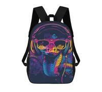 sinyumoney Vibrant Snake Headphones Artwork Backpacks 3D Printed 17inch Kids School Backpack Outdoor Casual Daypack Casual Travel Bags for Middle School Students