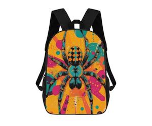 sinyumoney Vibrant Spider Illustration Arachnids in A Bold Pop Art Style Colorful Spider Art Rucksack Fashion Stationery Backpack Waterproof Casual Daypacks for Men, Women & Teenage Boys 17inch
