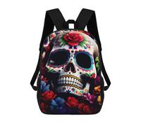 sinyumoney Vibrant Sugar Skull Backpacks 3D Printed 17inch Kids School Backpack Outdoor Casual Daypack Casual Travel Bags for Middle School Students