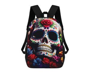 sinyumoney Vibrant Sugar Skull Backpacks 3D Printed 17inch Kids School Backpack Outdoor Casual Daypack Casual Travel Bags for Middle School Students