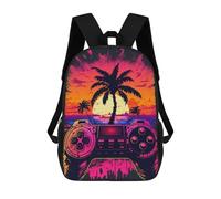 sinyumoney Vibrant Sunset Gamepad Art School Bags Water Resistant School Bag Business Backpack for Boys/Girls/Teenagers 17inch