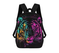 sinyumoney Vibrant Tiger DJ Headphones Art School Bags Computer Rucksack for School/Work/Travel for Camping Outdoor Adventures And Daily Travel 17inch