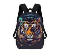 sinyumoney Vibrant Tiger Headphones Art Backpack School Bag Fashion Stationery Backpack Waterproof Casual Daypacks- Perfect for Travel, Work And Daily Use 17inch