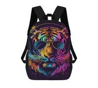 sinyumoney Vibrant Tiger Headphones Art Print -1 Backpack School Bag Daypacks Business Backpack Water Resistant Bookbag for Girls Boys Teenage 17inch
