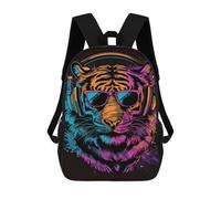 sinyumoney Vibrant Tiger Headphones Art Print -2 School Backpack Fashion Stationery Backpack Waterproof Casual Daypacks for Camping Outdoor Adventures And Daily Travel 17inch