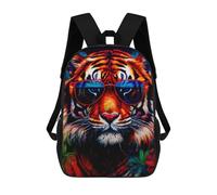 sinyumoney Vibrant Tiger with Sunglasses Backpack School Water Resistant Travel Backpack Computer Bag for Girls Boys Teenage 17inch