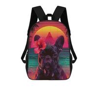 sinyumoney Vibrant Tropical Bulldog Sunset Rucksack Water Resistant Computer Rucksack for Camping Outdoor Adventures And Daily Travel 17inch