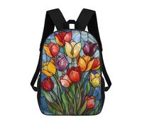 sinyumoney Vibrant Tulip Bouquet Kids Backpack, Kids School Bag 3D Printed School Backpacks for Boys And Teenager School Students 17inch