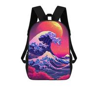 sinyumoney Vibrant Wave Sunset Art Print Rucksack Rucksack Casual Daypacks School Work Travel Bag for Men, Women & Teenage Boys 17inch