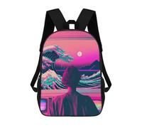 sinyumoney Vibrant Waves on Screen Backpack School Backpack Kids School Bag Large Capacity Kids Backpack for School Rucksack 3D Book Bag Gifts for Kids 17inch