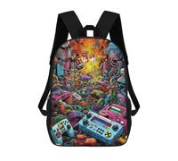 sinyumoney Video Game Chaos A Digital Artwork School Backpack Daypacks Business Backpack Water Resistant Bookbag - Perfect for Travel, Work And Daily Use 17inch