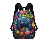 sinyumoney Video Game Controller in A Floral Paradise Kids School Backpack 3D Printed Backpacks Fashion School Bag Rucksacks for Boys Elementary And Middle School Students 17inch