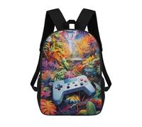 sinyumoney Video Game Controller in A Lush Jungle 3D Printed Children's School Backpack for Kids Travel Rucksacks Book Bags Kids School Bag 17inch