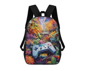 sinyumoney Video Game Controller in A Lush Jungle 3D Printed Children's School Backpack for Kids Travel Rucksacks Book Bags Kids School Bag 17inch