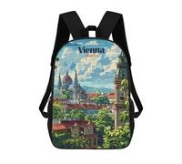 sinyumoney Vienna Cityscape Backpacks, Kids Backpack Student School Bag 3D Printed Travel Backpacks Fashion Accessory Backpack Children Waterproof School Bags 17inch