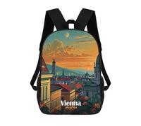 sinyumoney Vienna Cityscape Sunset Backpacks Kids School Backpack School Bag 3D Printed School Bag for Boys Elementary And Middle School Students 17inch