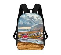 sinyumoney Vík Iceland Church View 3D Printed Children's School Backpack for Kids Travel Rucksacks Book Bags Kids School Bag 17inch