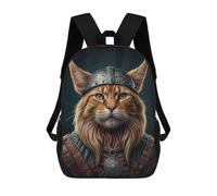 sinyumoney Viking Cat Portrait Children's Backpacks 17inch School Backpack 3D Printed Bag Bookbag for Kids Travel Rucksacks Boy Girl Book Bags Kids School Bag
