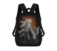 sinyumoney Viking Wolf Norse Fenrir 3D Printed Kids School Bag Rucksacks Children's School Fashion Casual Back Pack High Capacity Travel Book Bags Backpack for Kids 17inch