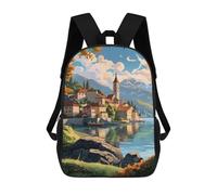 sinyumoney Village by The Lake School Backpack Work Business College School for Campus Outdoor Travel Sports 17inch