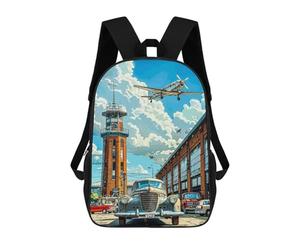 sinyumoney Vintage Airplane And Car Backpack School Bag Rucksack Casual Daypacks School Work Travel Bag for Girl, Teen Girls 17inch