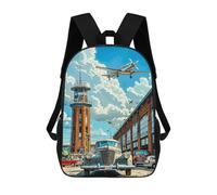 sinyumoney Vintage Airplane And Car Backpacks Kids Student Schoolbag,3D Printed Backpacks,Elementary And Middle School Students Backpacks for Boys Girls 17inch