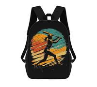 sinyumoney Vintage Baseball Silhouette Children's School Backpack 3D Printed for Kids Travel Rucksacks Book Bags for Boys Elementary School Students 17inch