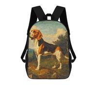 sinyumoney Vintage Beagle Dog Oil 3D Printed Children's School Backpack for Kids High Capacity Travel Rucksacks Book Bags Kids School Bag Back Pack 17inch