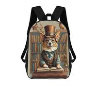sinyumoney Vintage Book Smart Corgi Children's School Backpack 3D Printed for Kids Travel Rucksacks Book Bags Kids School Bag 17inch