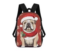 sinyumoney Vintage Bulldog Xmas Rucksacks 3D Printed Children Backpacks Fashion Casual Daypack Cute Travel Bags Outdoor Casual Daypack for Boy And Girl 17inch
