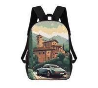 sinyumoney Vintage Car in Italian Village Rucksack School Secondary High School College Backpack Travel for Teenage Girls Boys Women Men 17inch