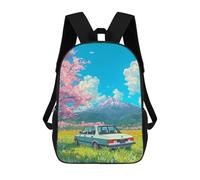 sinyumoney Vintage Car in Spring Japanese School Backpack School Secondary High School College Backpack Travel for Men/Women 17inch