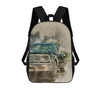 sinyumoney Vintage Car Kids School Backpack School Bag 3D Printed School Bag for Boys Elementary And Middle School Students 17inch