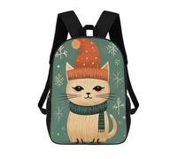 sinyumoney Vintage Christmas Cat School Bags Computer Rucksack for School/Work/Travel for Girls Boys Teenage 17inch