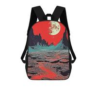 sinyumoney Vintage Collage Red Nature Backpacks Kids School Backpack Fashion School Bag 3D Printed School Bag for Boys Elementary And Middle School Students 17inch