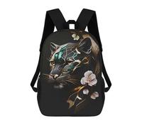 sinyumoney Vintage Flowers Panther Kids School Backpack School Bag 3D Printed School Bag for Boys Elementary And Middle School Students 17inch