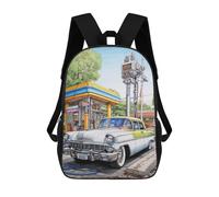sinyumoney Vintage Gas Station Scene Backpack School Bag Lightweight Casual Daypack School Backpacks for Girl, Teen Girls 17inch