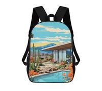 sinyumoney Vintage House Landscape Rucksack Water Resistant School Bag Business Backpack for Men, Women & Teenage Boys 17inch