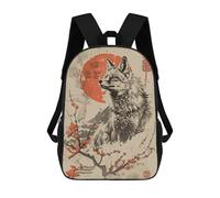 sinyumoney Vintage Japanese Fox School Backpack Schoolbags For Girls Boys Backpack With Pocket Fashion School Bag Kids Backpack 17inch